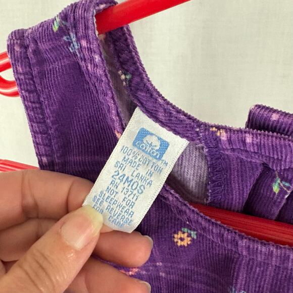All Mine Vintage Purple Corduroy Floral Print Bubble Romper 24 Months - Picture 5 of 8